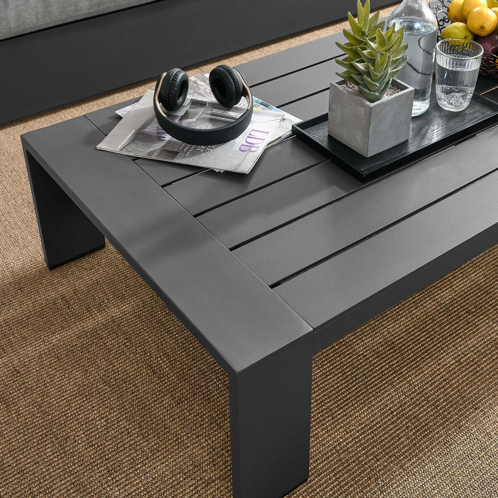 Tahoe Outdoor Patio Powder-Coated Aluminum Coffee Table in Gray