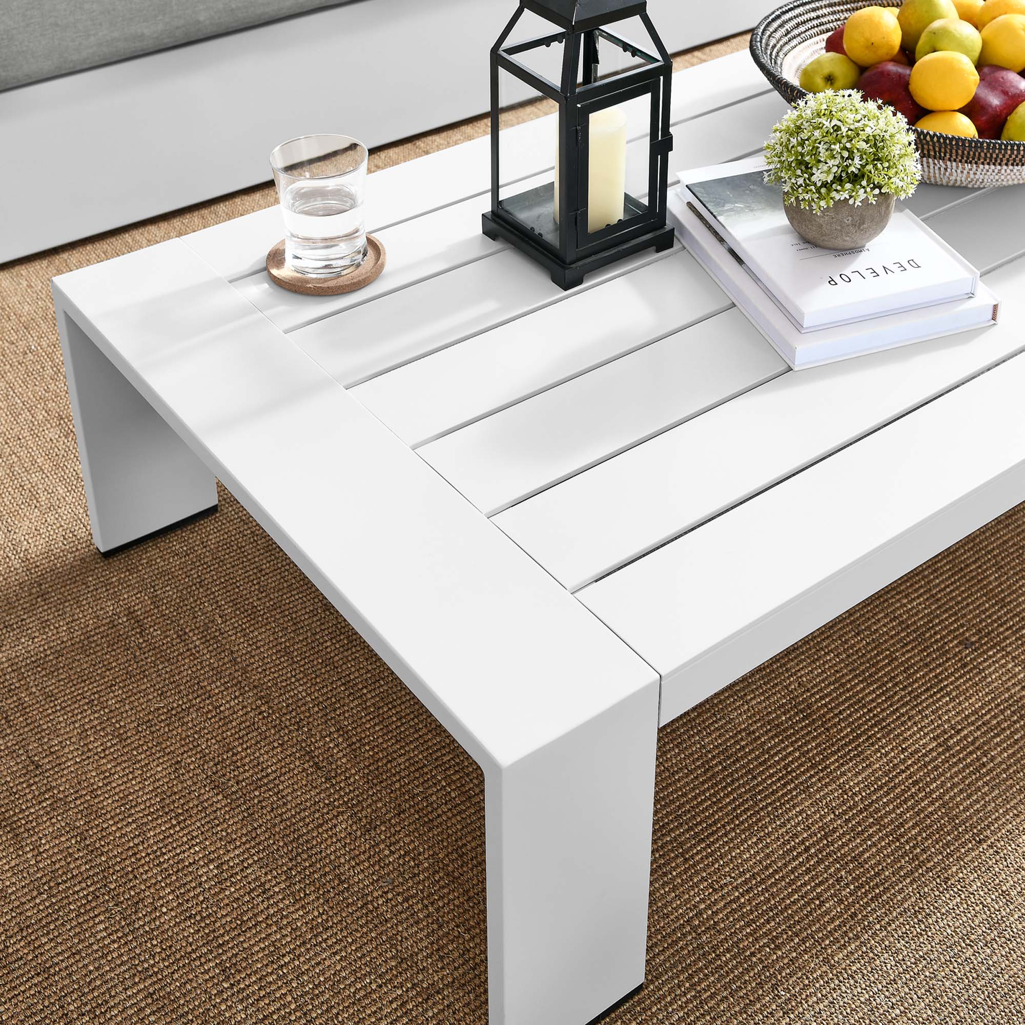 Tahoe Outdoor Patio Powder-Coated Aluminum Coffee Table in Gray