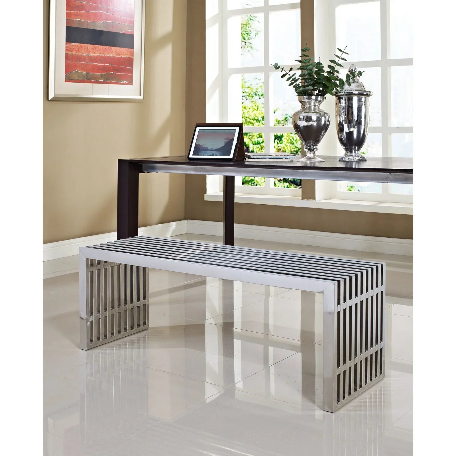 Gridiron Large Stainless-Steel Bench
