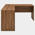 Venture L-Shaped Wood Office Desk in Walnut