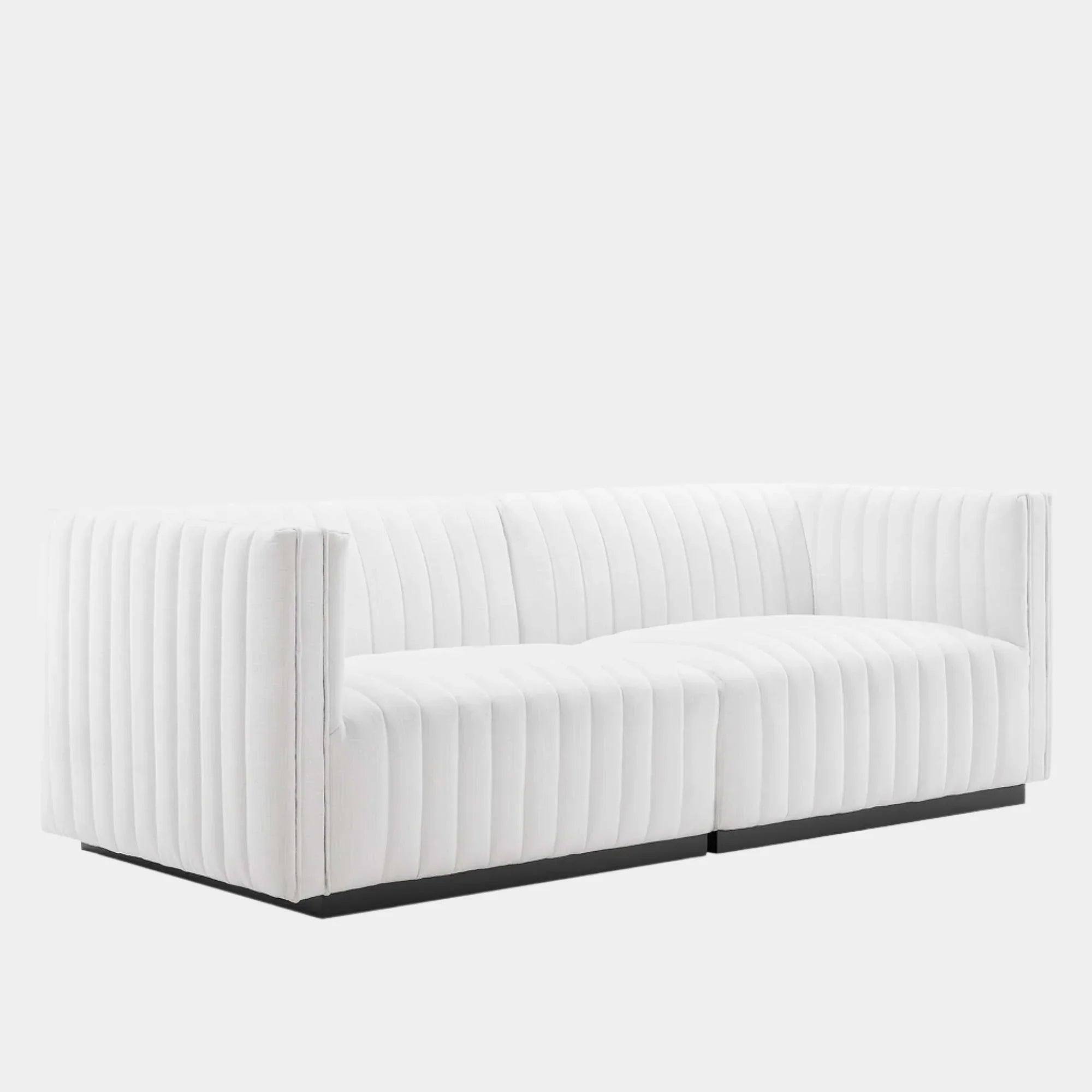 Conjure Channel Tufted Upholstered Fabric Loveseat