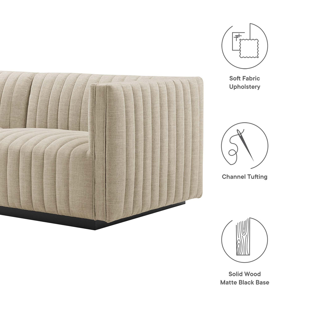 Conjure 5-Piece Channel Tufted Upholstered Fabric Sectional