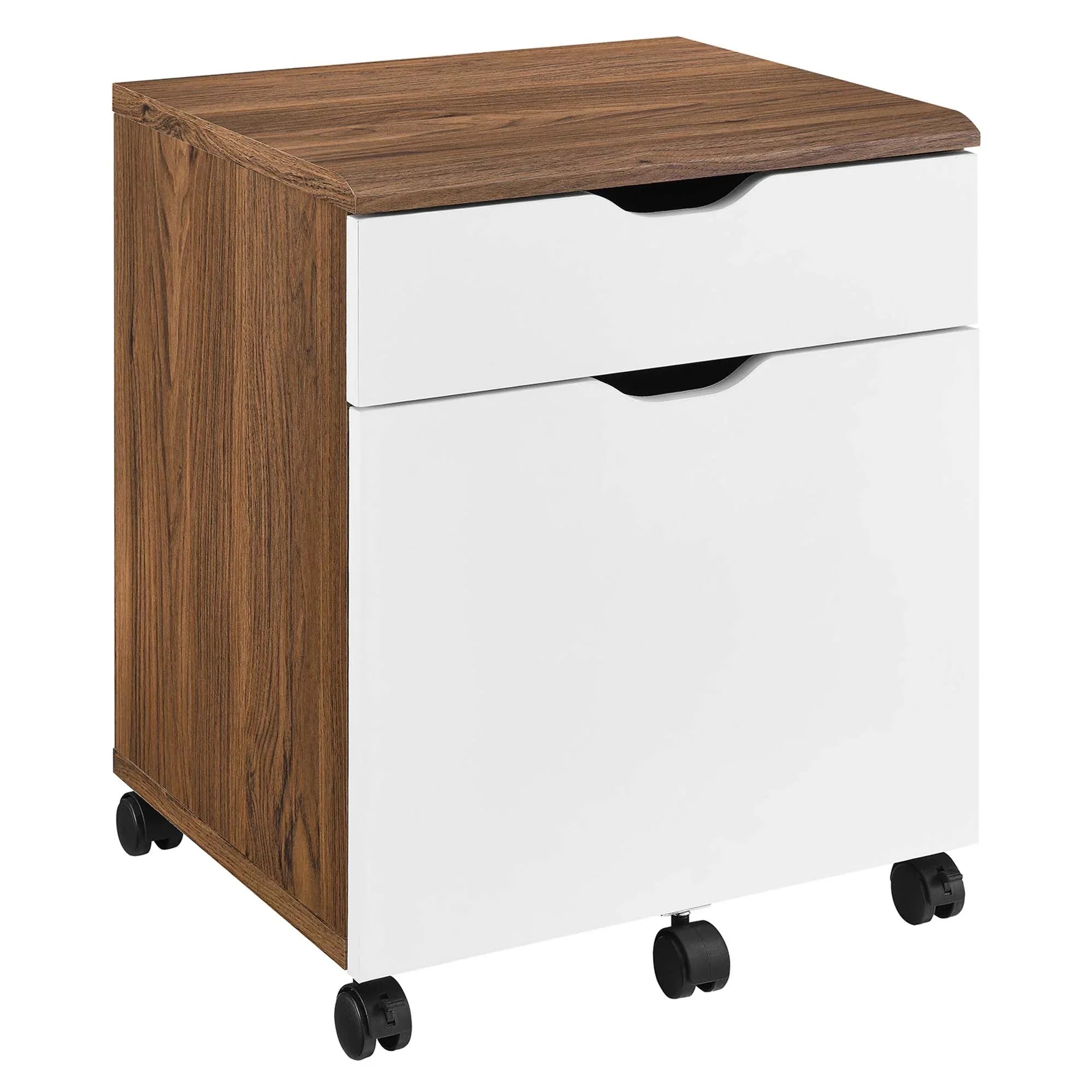 Envision Wood Desk and File Cabinet Set in Walnut White