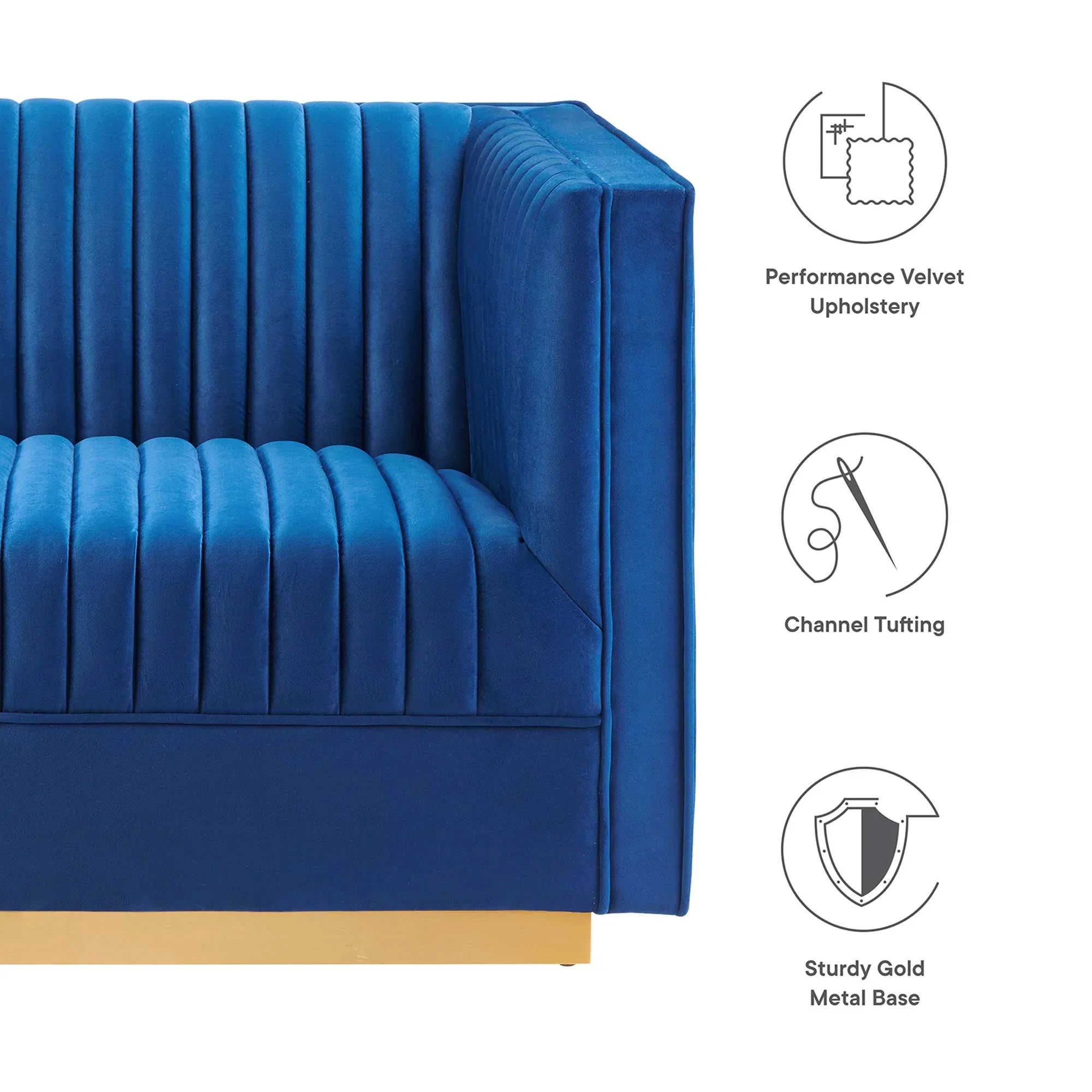 Sanguine Channel Tufted Performance Velvet Modular Sectional Sofa Loveseat