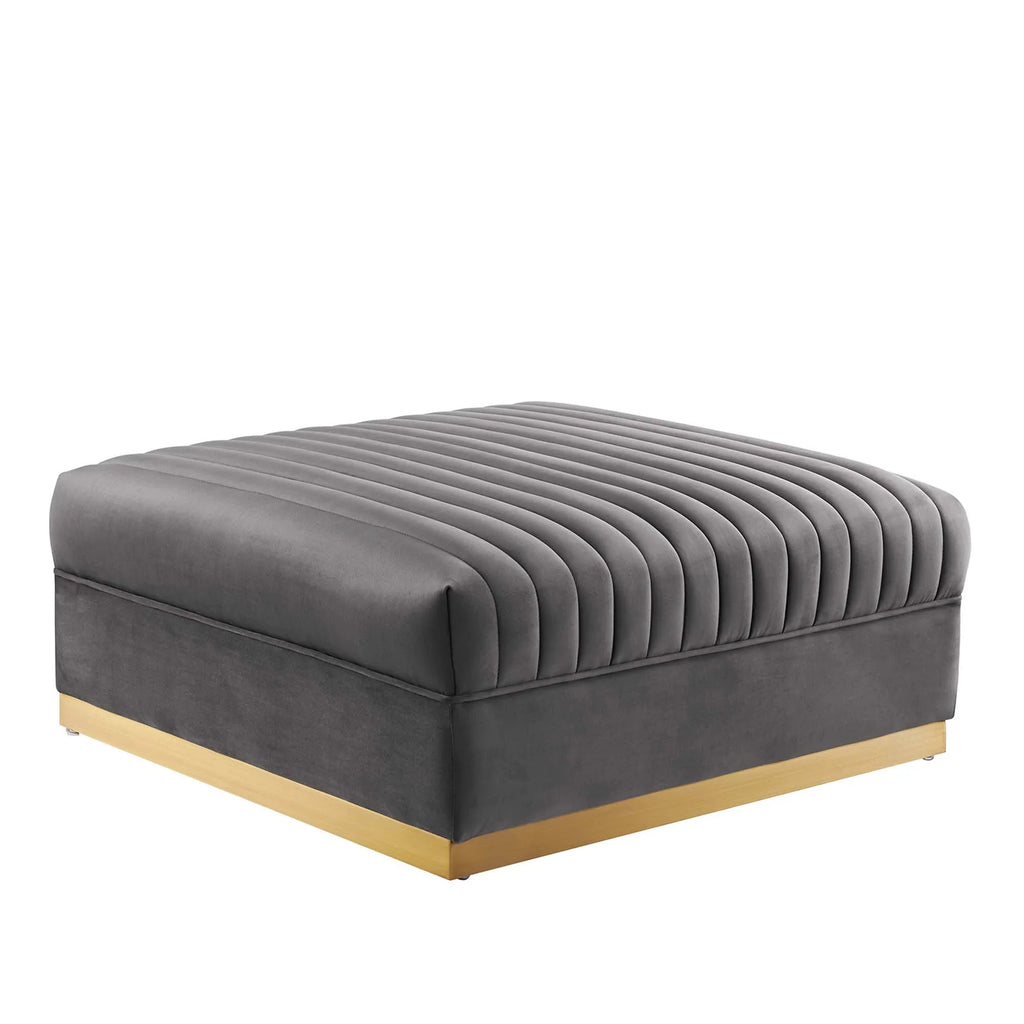 Sanguine 7-Piece Channel Tufted Performance Velvet Left-Facing Modular Sectional Sofa in Gray