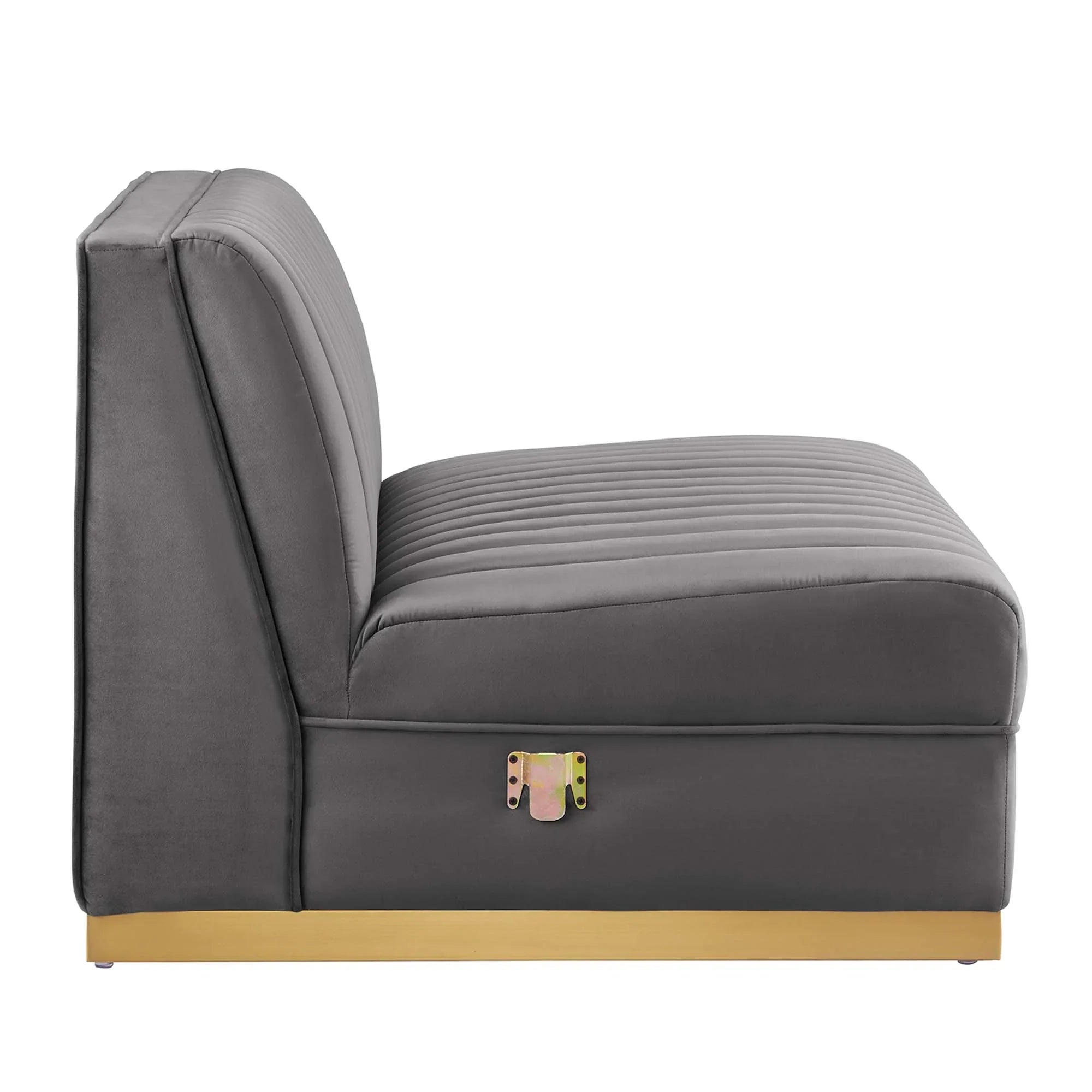 Sanguine 7-Piece Channel Tufted Performance Velvet Left-Facing Modular Sectional Sofa in Gray
