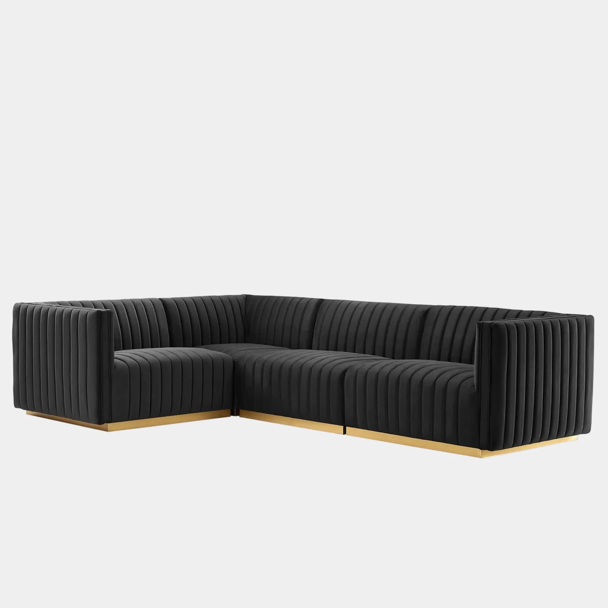 Conjure 4-Piece Channel Tufted Performance Velvet Sectional