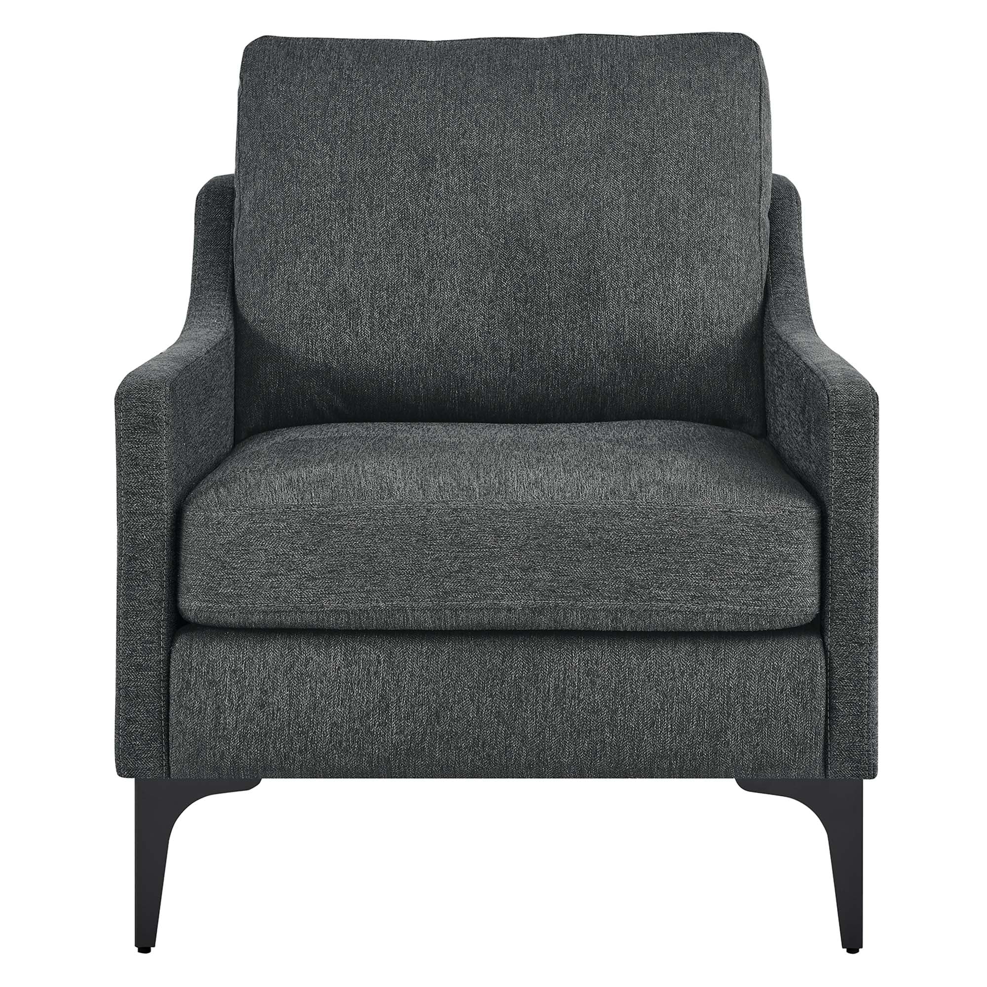 Corland Upholstered Fabric Armchair in Charcoal
