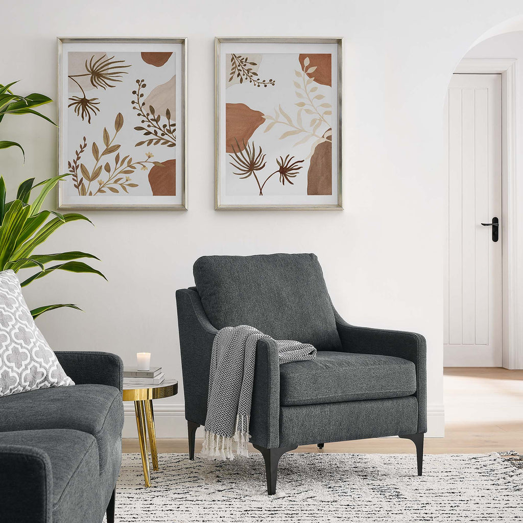 Corland Upholstered Fabric Armchair in Charcoal