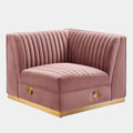 Sanguine Channel Tufted Performance Velvet Modular Sectional Sofa Right Corner Chair