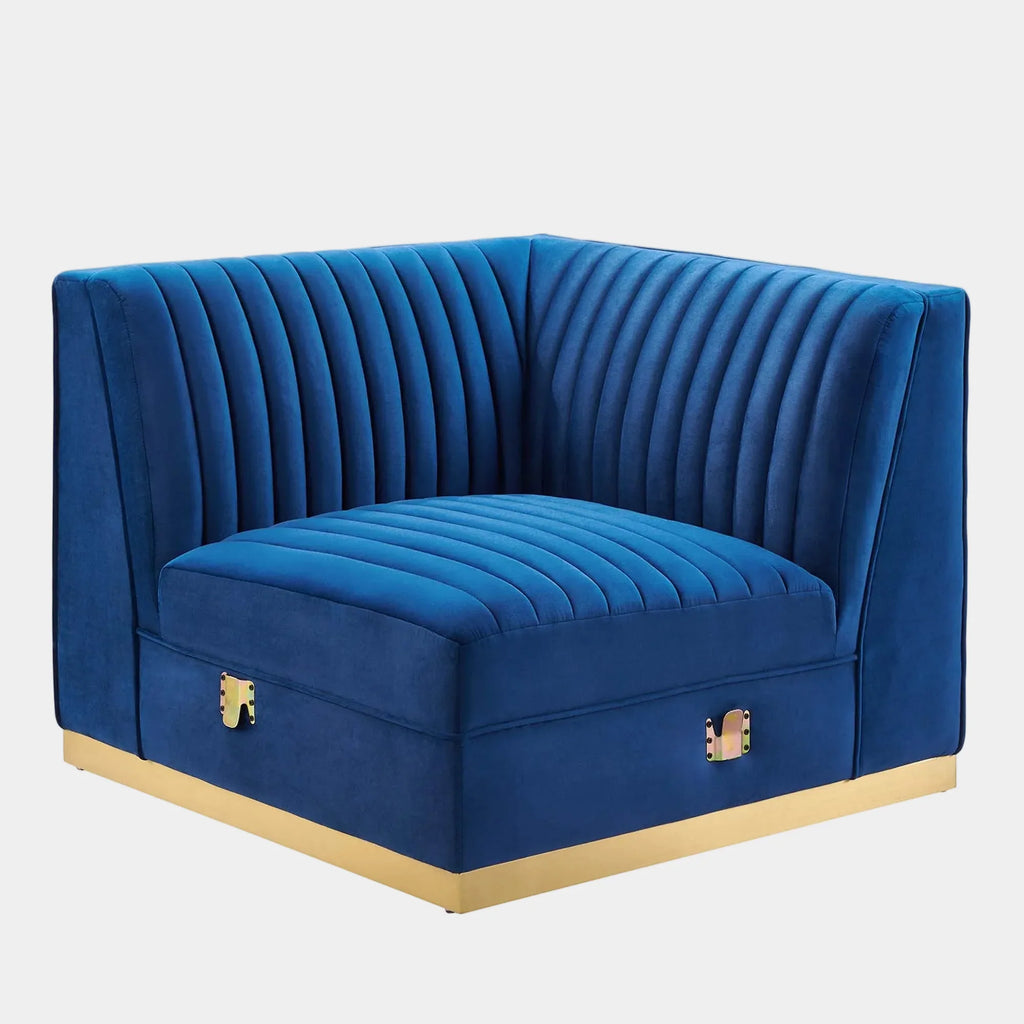 Sanguine Channel Tufted Performance Velvet Modular Sectional Sofa Right Corner Chair