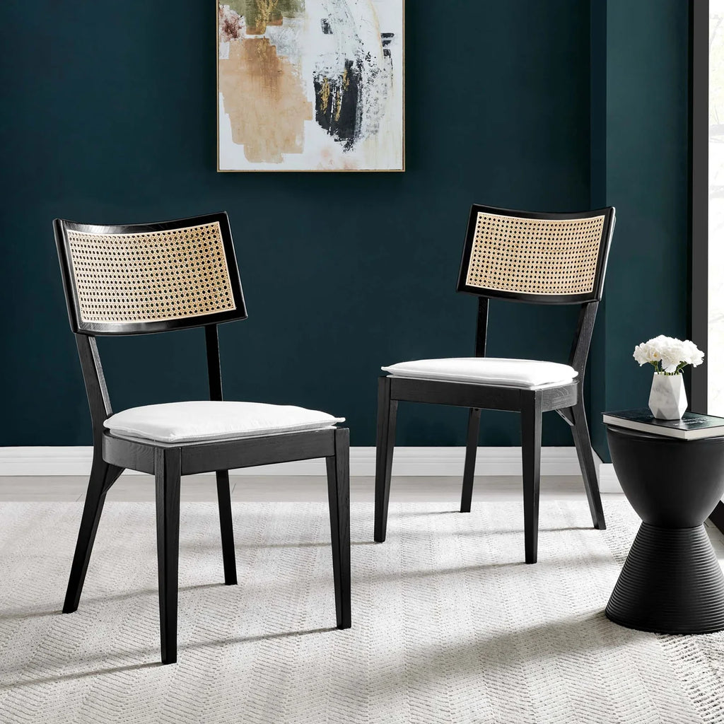 Caledonia Fabric Upholstered Wood Dining Chair Set of 2