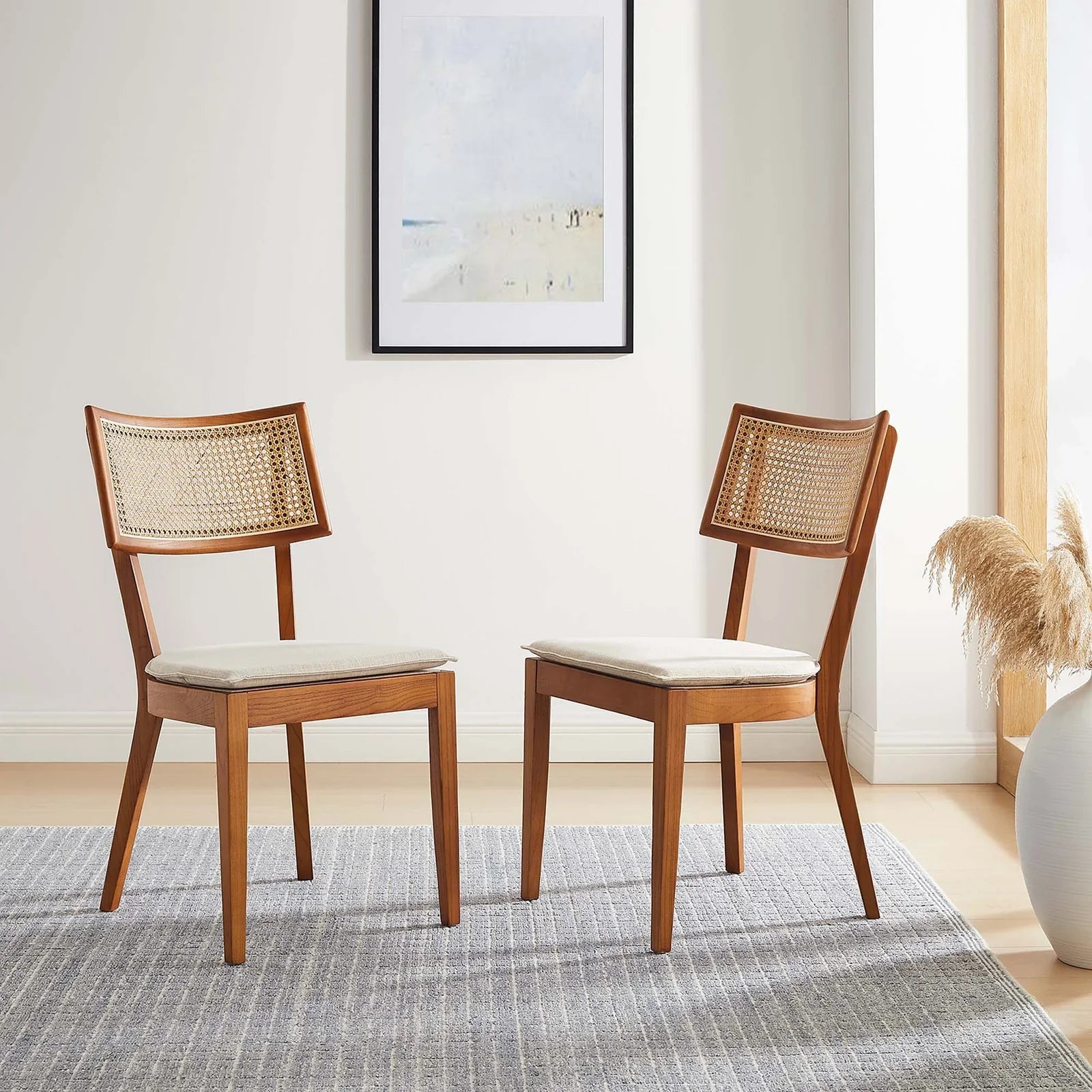 Caledonia Fabric Upholstered Wood Dining Chair Set of 2