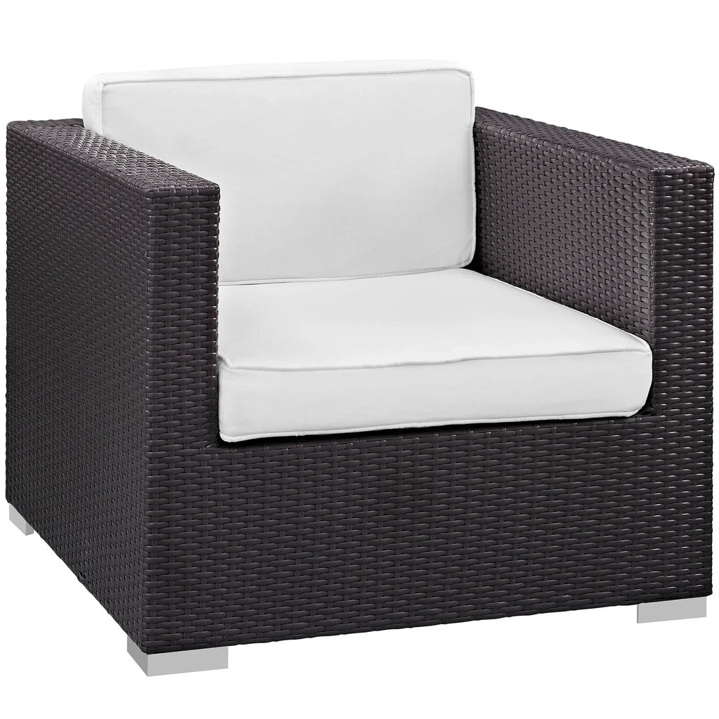 Venice 8 Piece Outdoor Patio Sofa Set in Espresso White