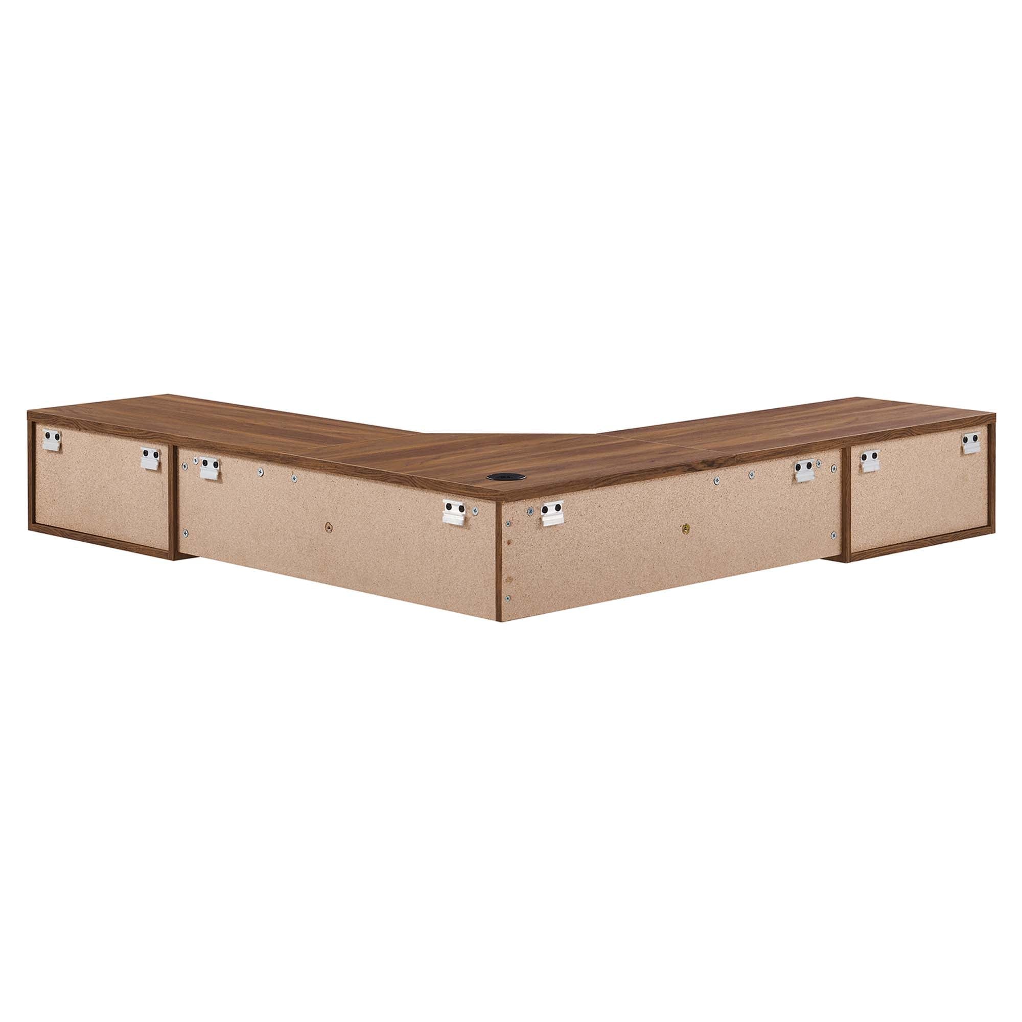 Render Wall Mount Corner Office Desk in Walnut