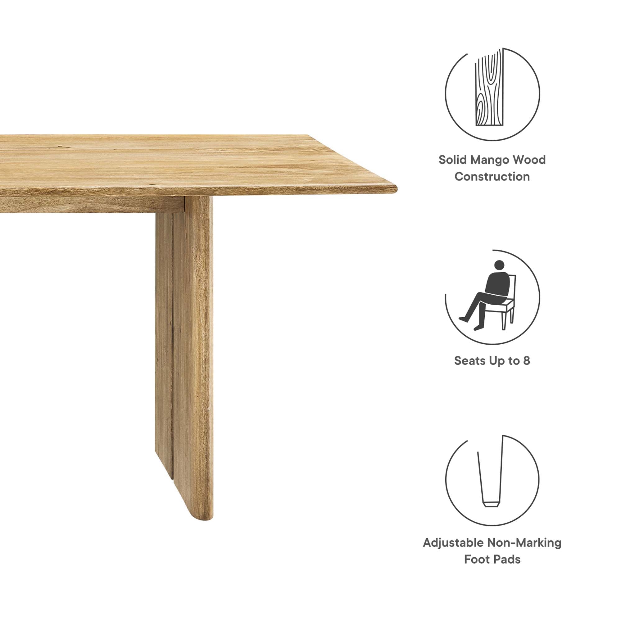 Amistad 86" Wood Dining Table in Oak