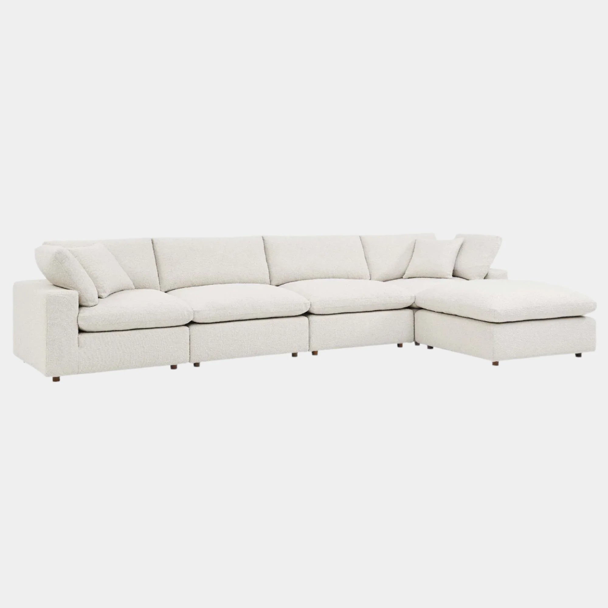 Commix Down Filled Overstuffed Boucle Fabric 5-Piece Sectional Sofa