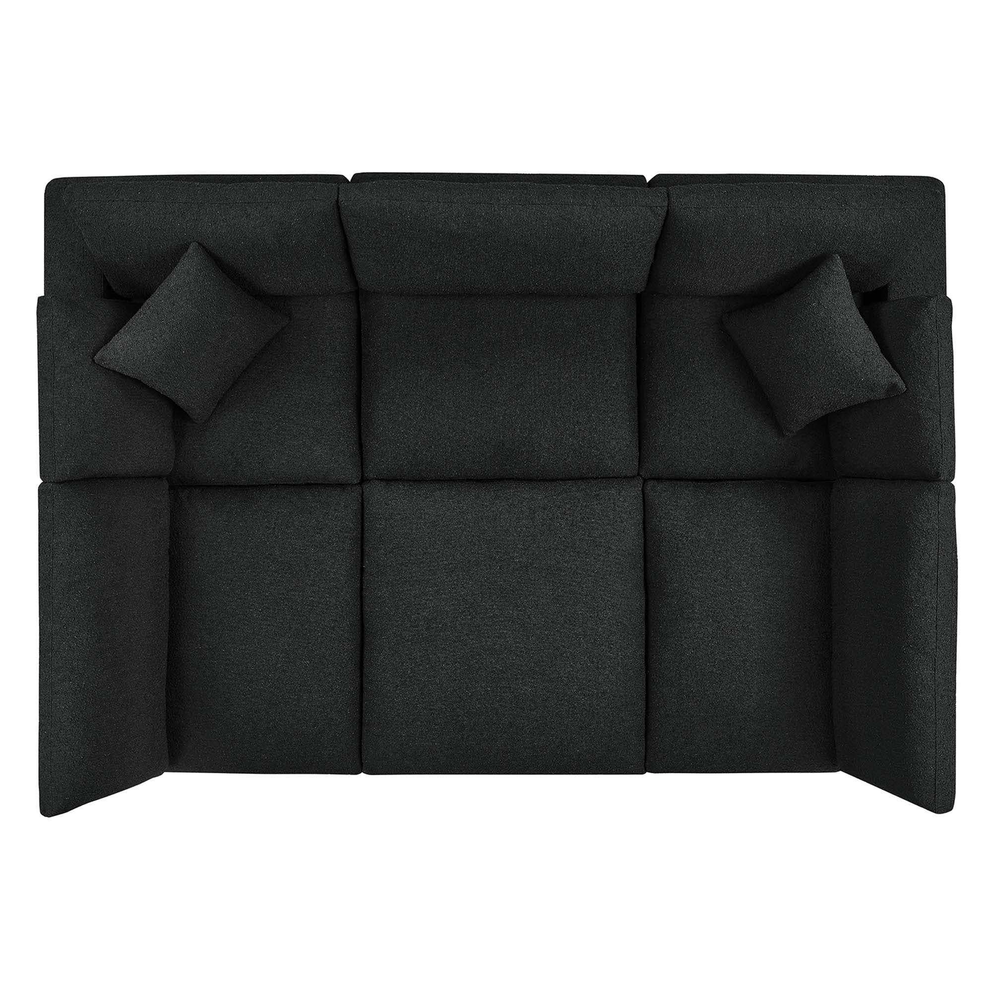Commix Down Filled Overstuffed Boucle Fabric 6-Piece Sectional Sofa