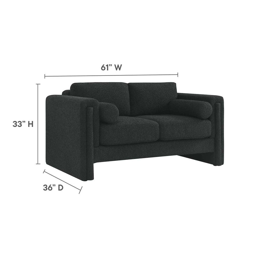 Visible Boucle Fabric Loveseat