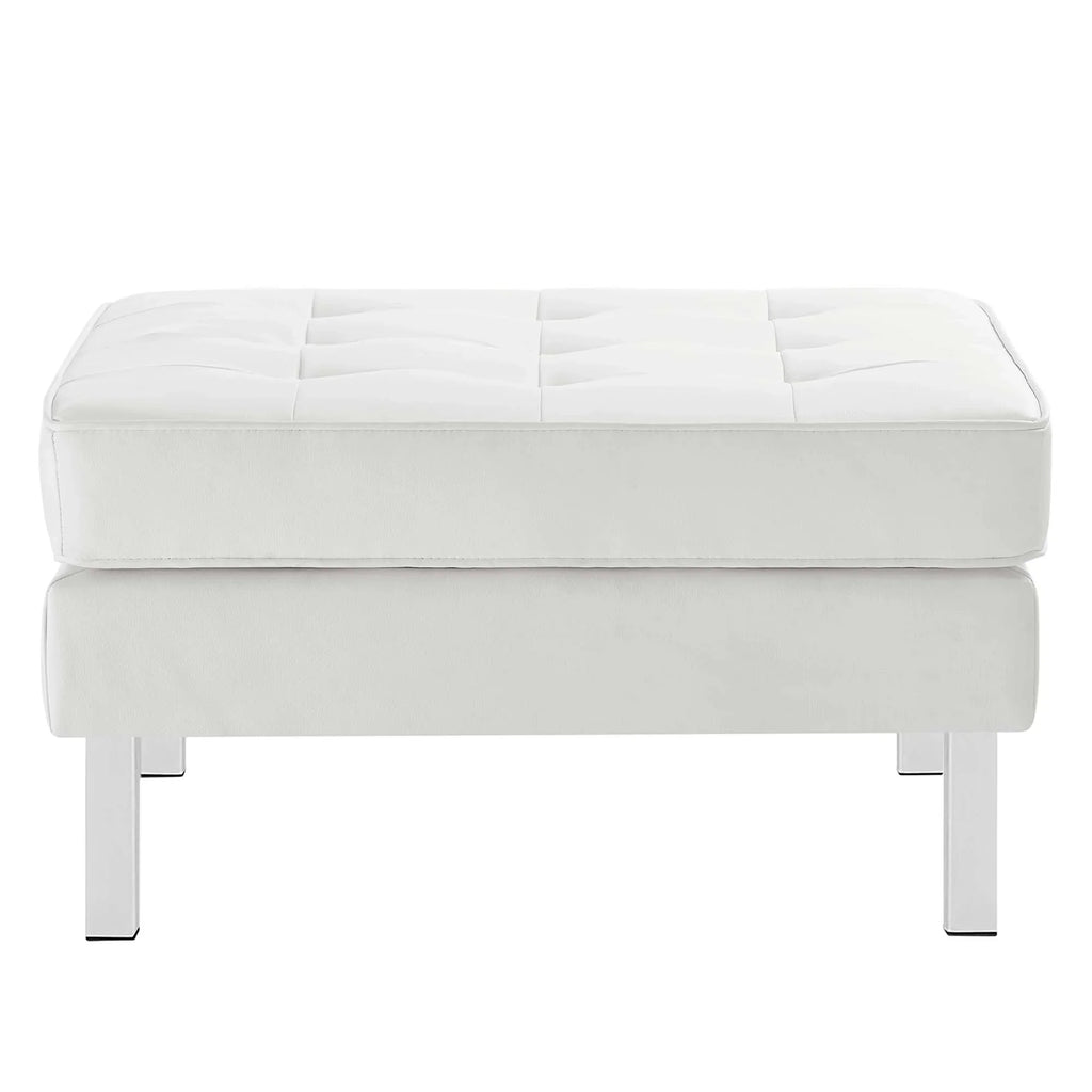 Loft Tufted Vegan Leather Armchair and Ottoman Set