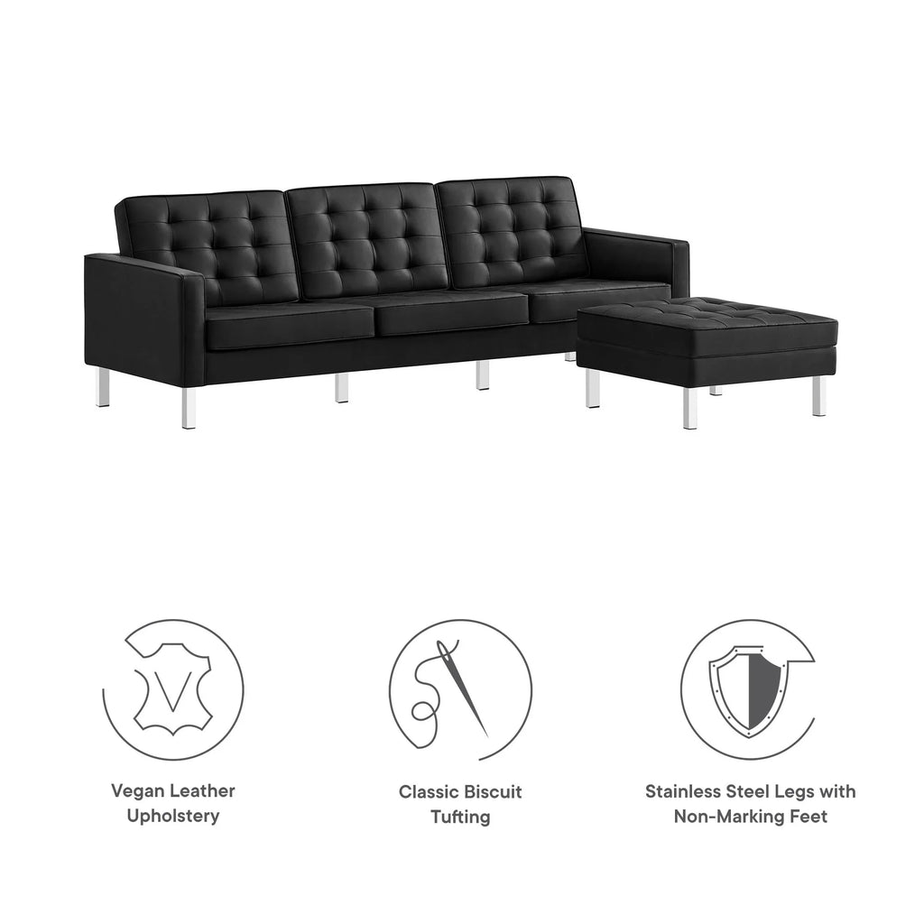Loft Tufted Vegan Leather Sofa