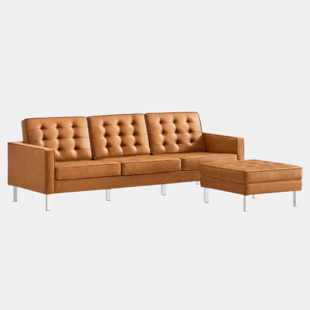 Loft Tufted Vegan Leather Sofa