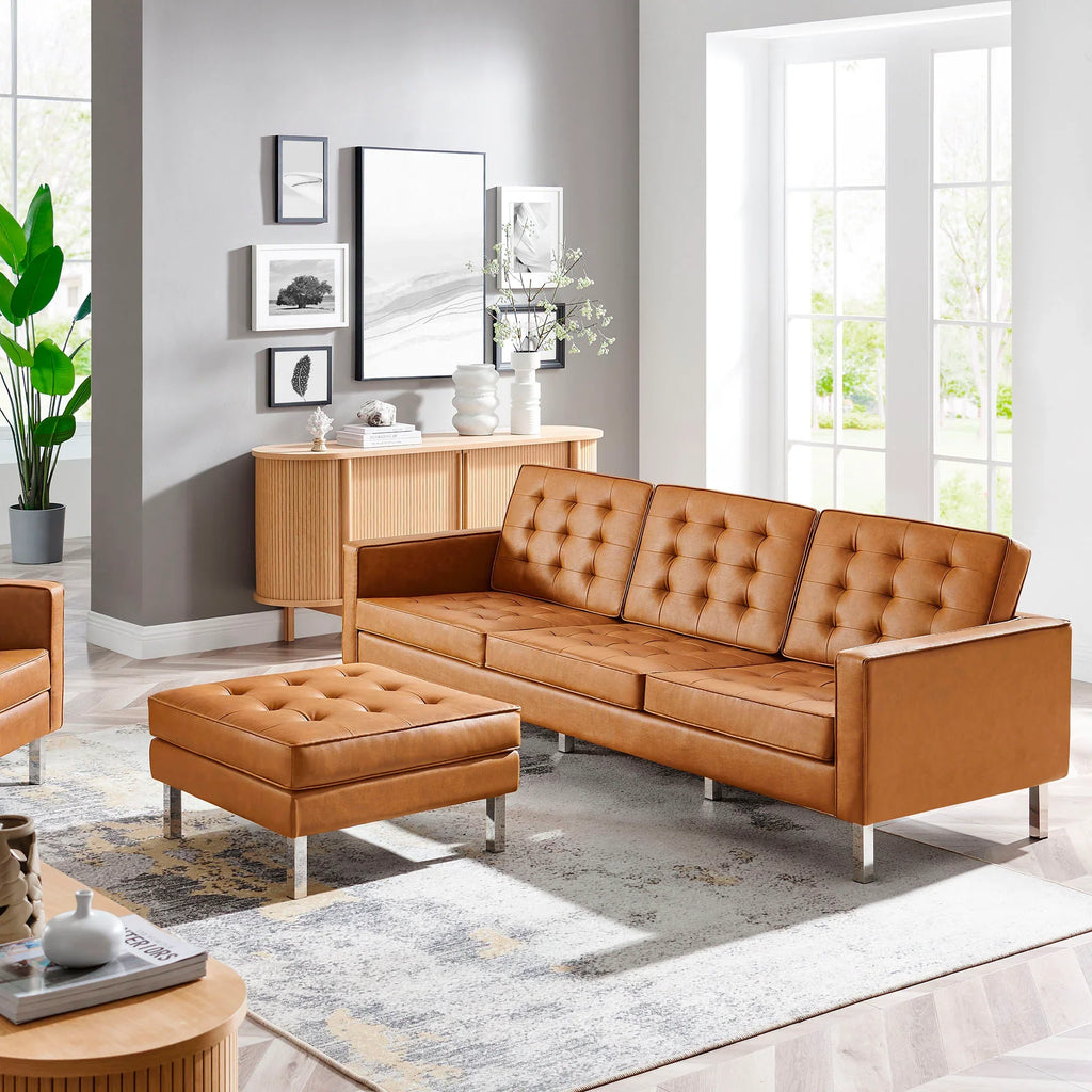 Loft Tufted Vegan Leather Sofa