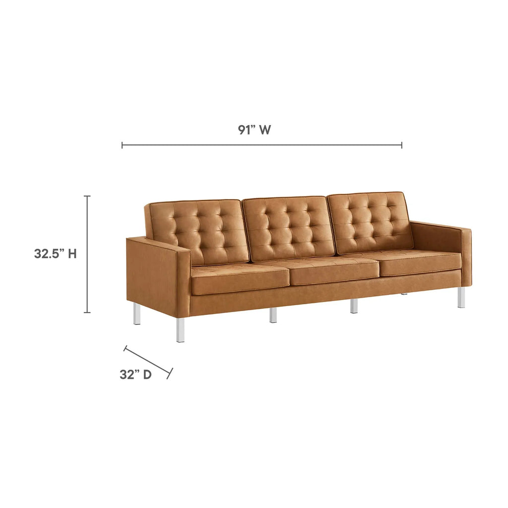 Loft Tufted Vegan Leather Sofa