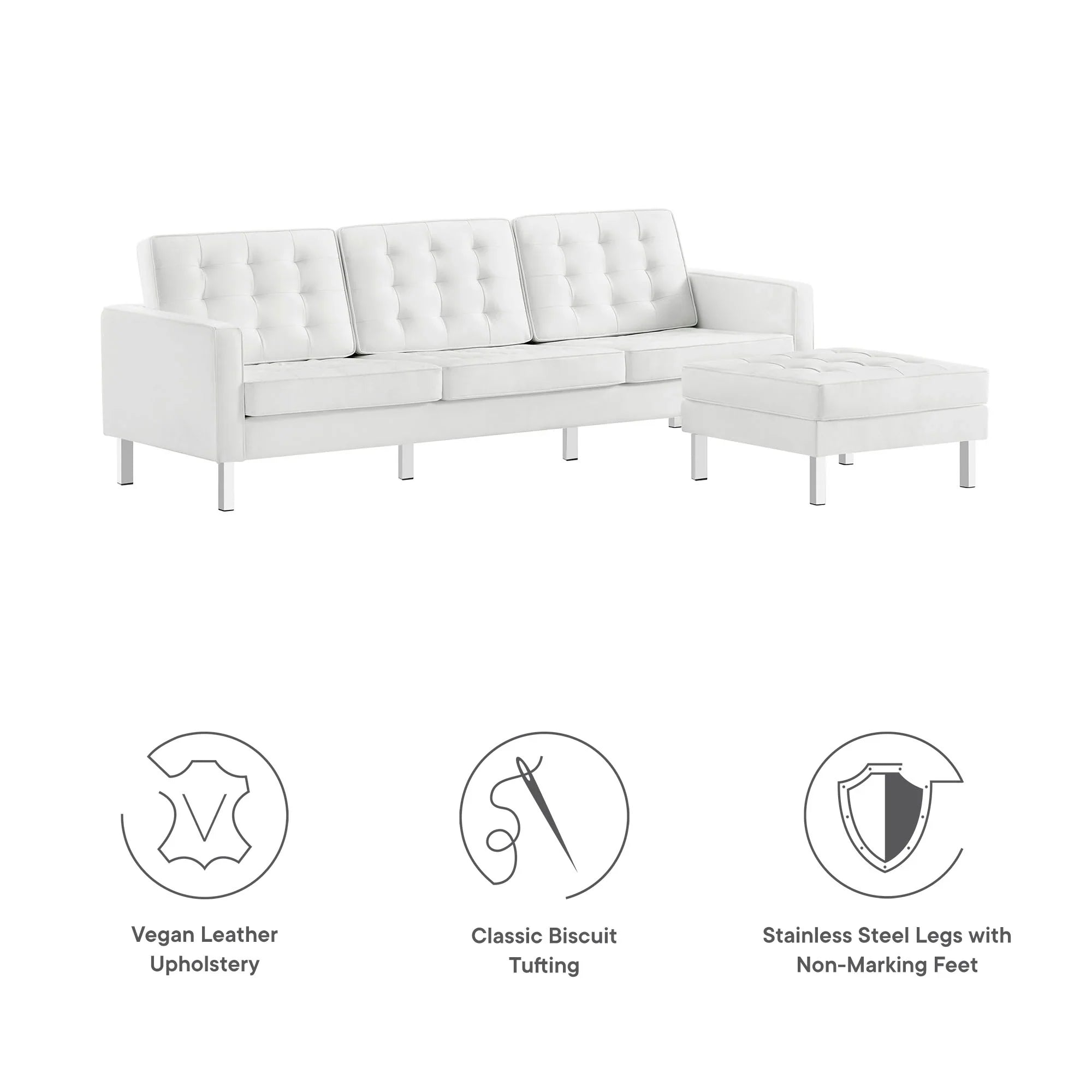 Loft Tufted Vegan Leather Sofa