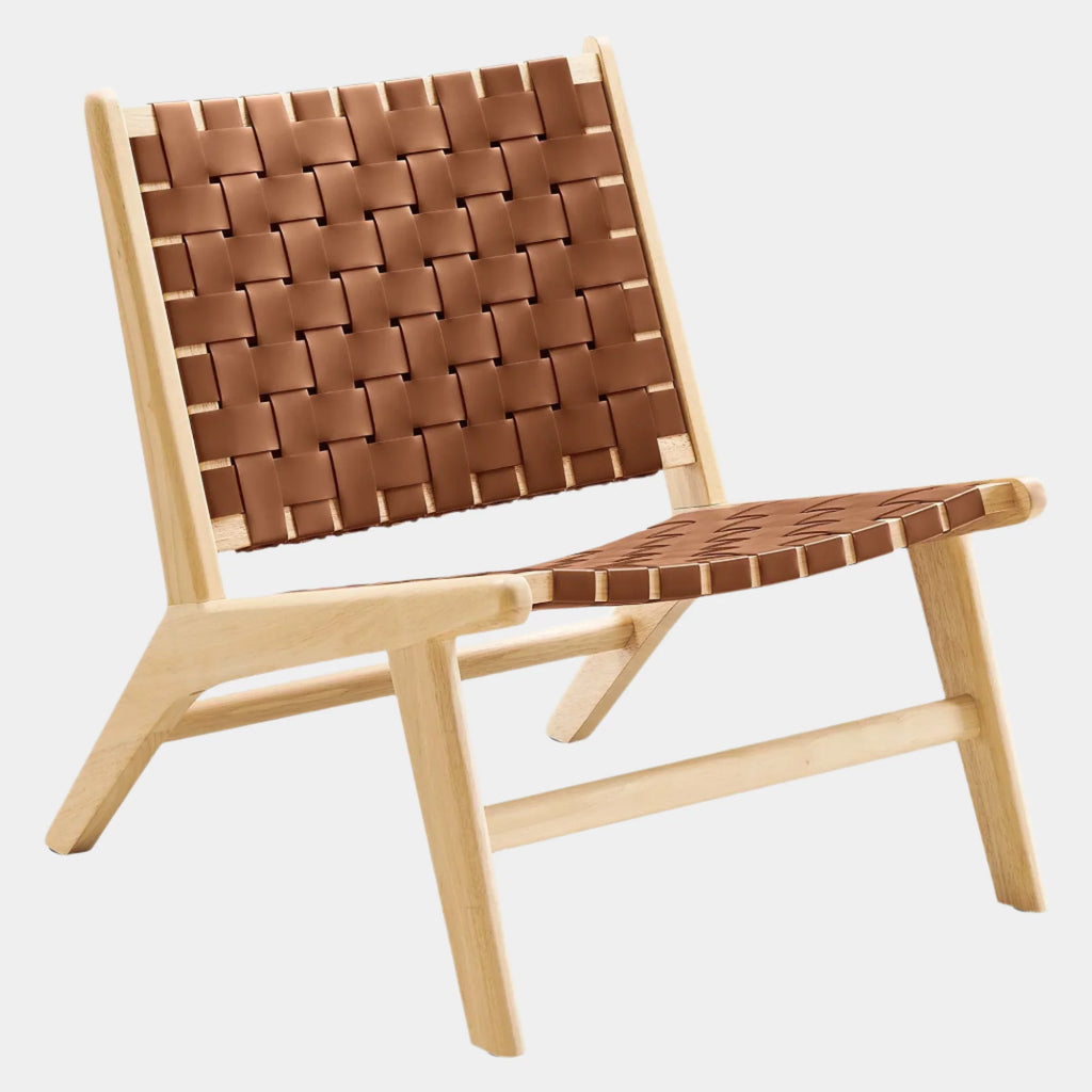 Saoirse Faux Leather Wood Accent Lounge Chair