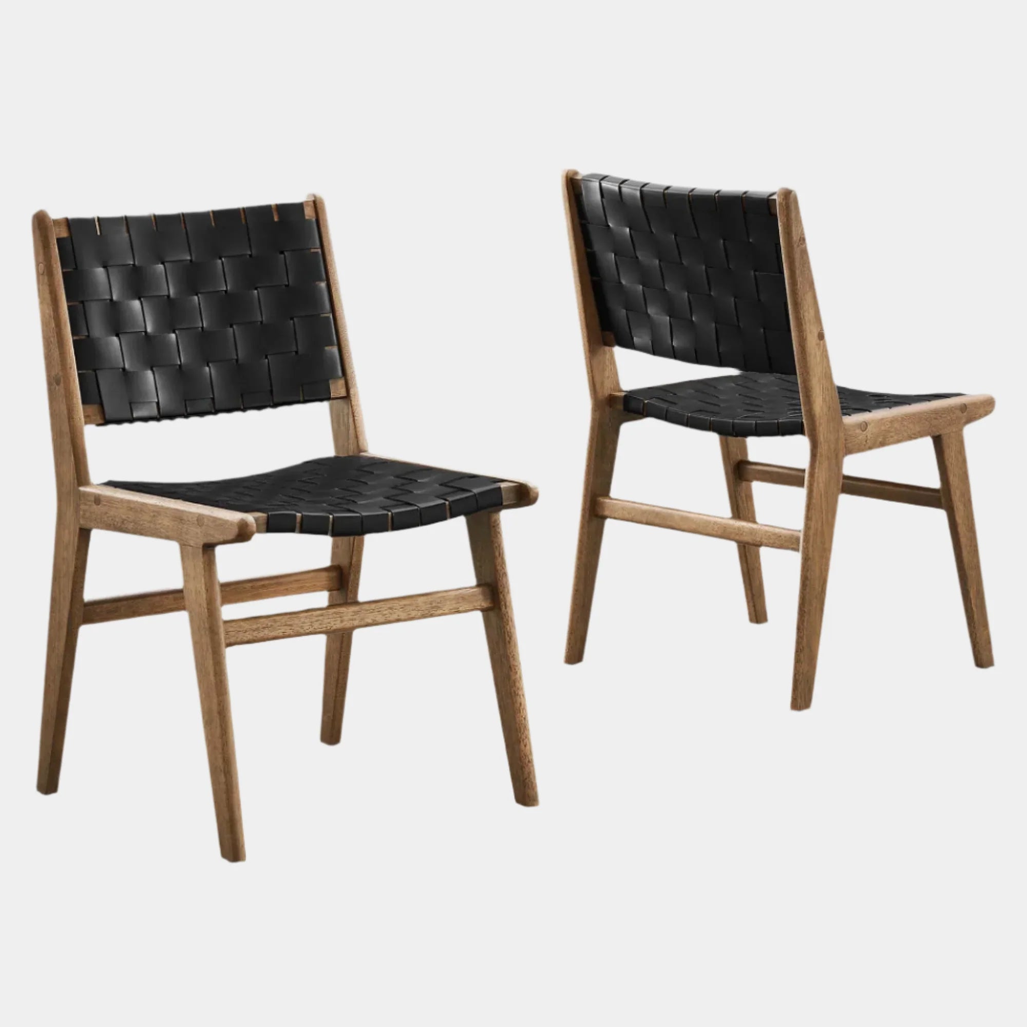 Saoirse Leather Wood Dining Side Chair Set of 2