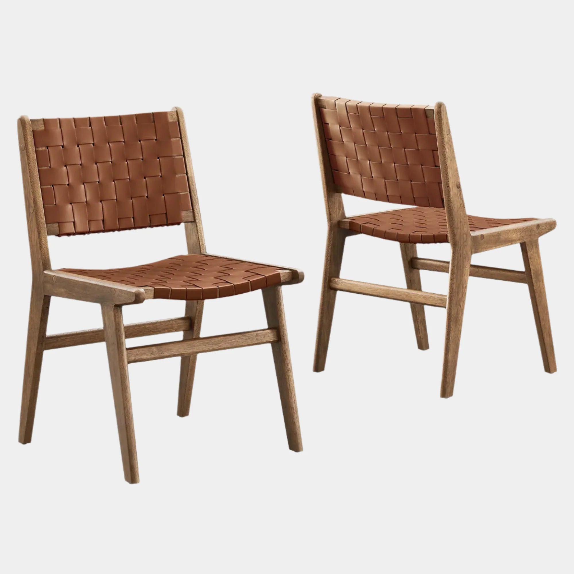 Saoirse Leather Wood Dining Side Chair Set of 2