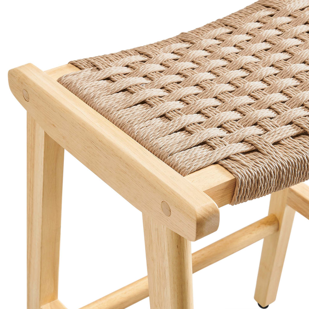 Saoirse Woven Rope Wood Counter Stool Set of 2