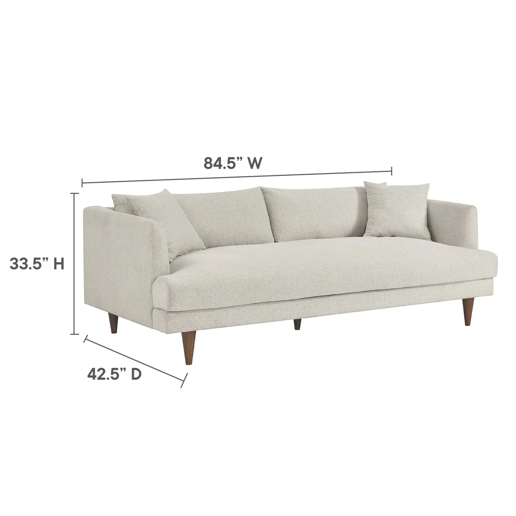 Zoya Down Filled Overstuffed Sofa and Ottoman Set in Heathered Weave Ivory