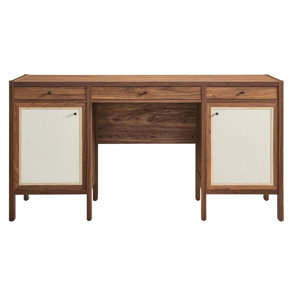 Capri 58" Wood Grain Office Desk in Walnut