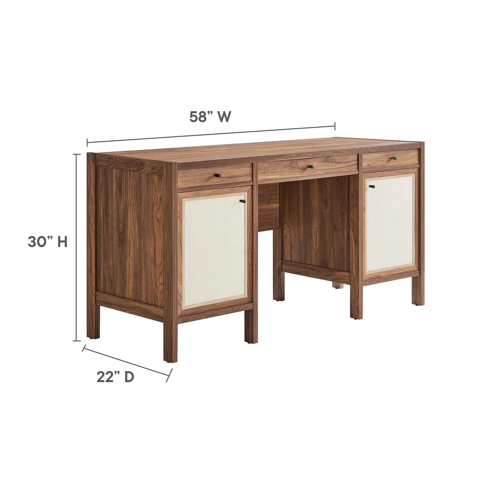 Capri 58" Wood Grain Office Desk in Walnut