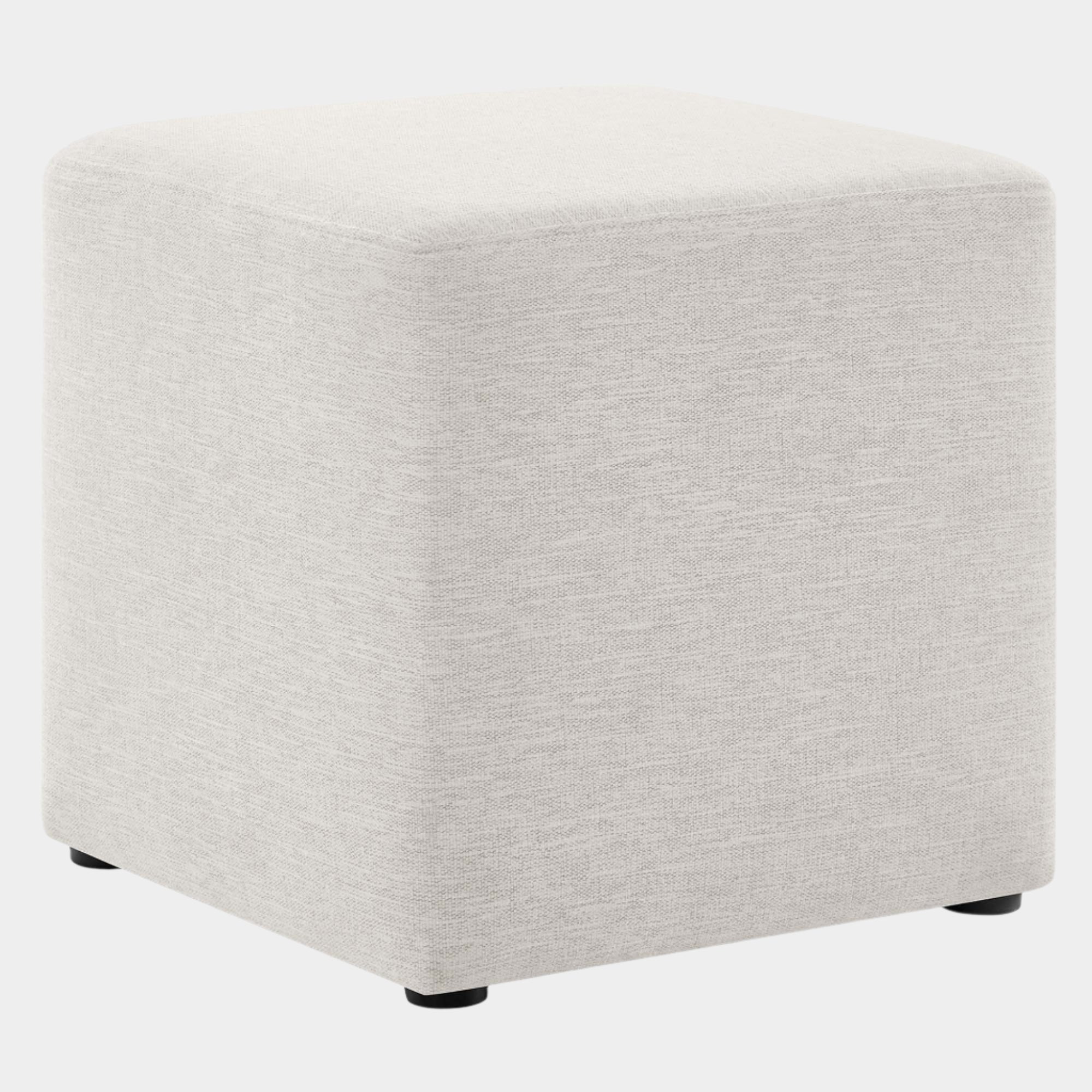 Callum 17" Square Woven Heathered Fabric Upholstered Ottoman