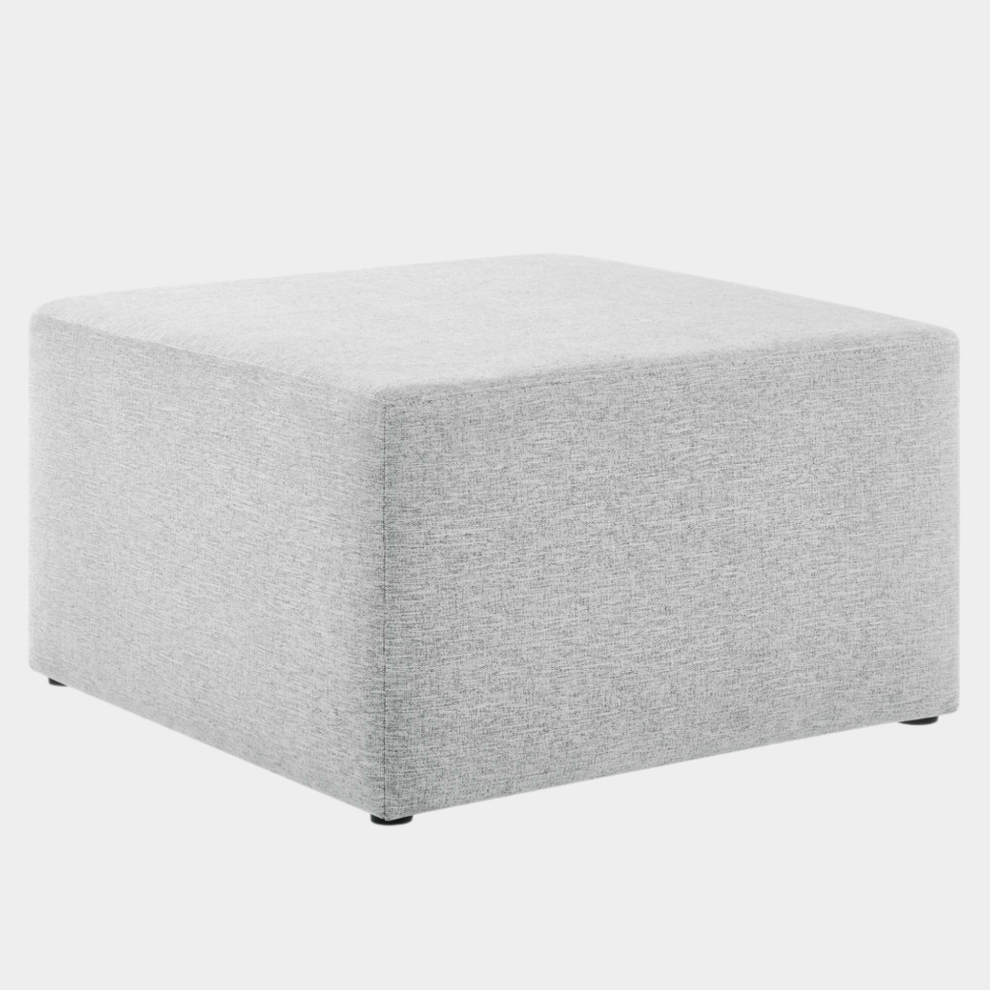 Callum Large 28" Square Woven Heathered Fabric Upholstered Ottoman