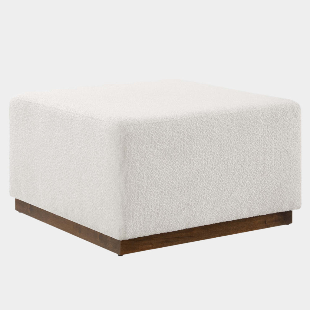 Tilden Large 28" Square Boucle Upholstered Ottoman in Cloud Walnut