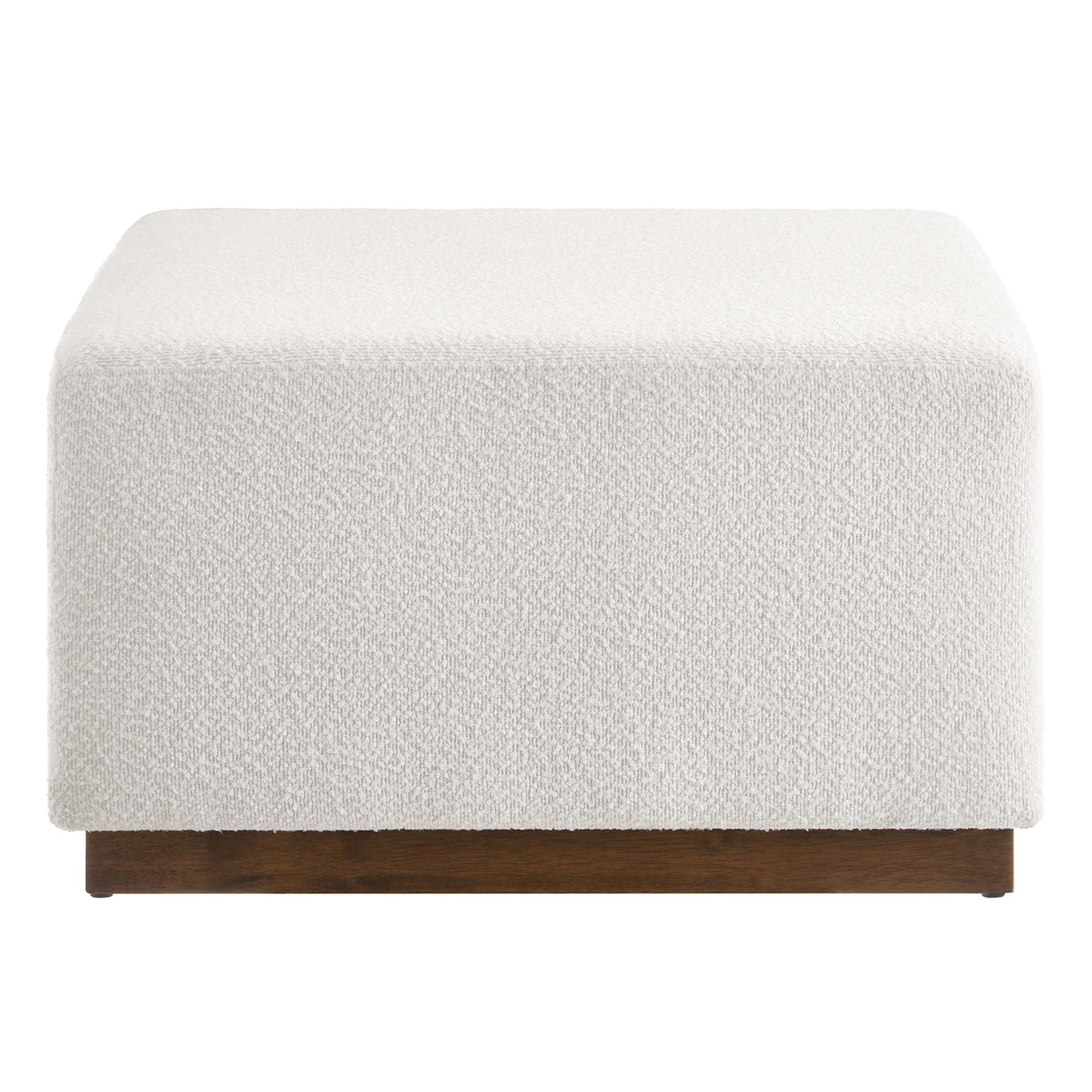 Tilden Large 28" Square Boucle Upholstered Ottoman in Cloud Walnut