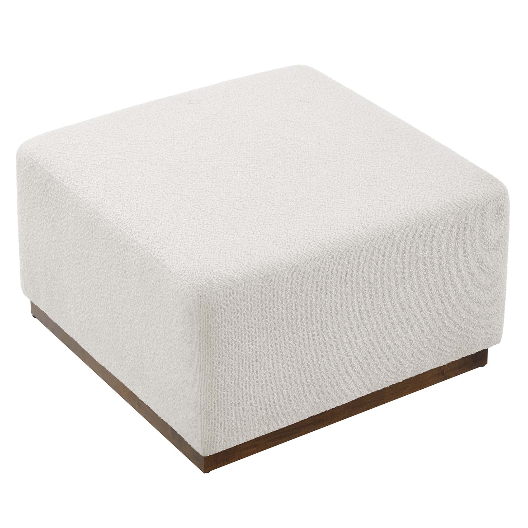 Tilden Large 28" Square Boucle Upholstered Ottoman in Cloud Walnut
