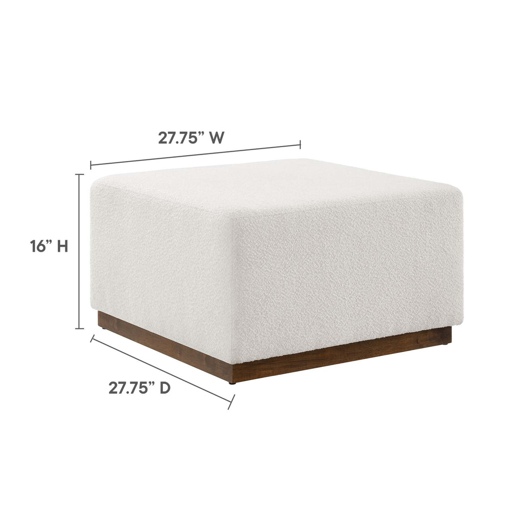 Tilden Large 28" Square Boucle Upholstered Ottoman in Cloud Walnut