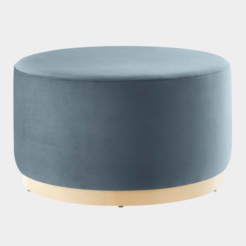 Tilden Large 29" Round Performance Velvet Upholstered Ottoman