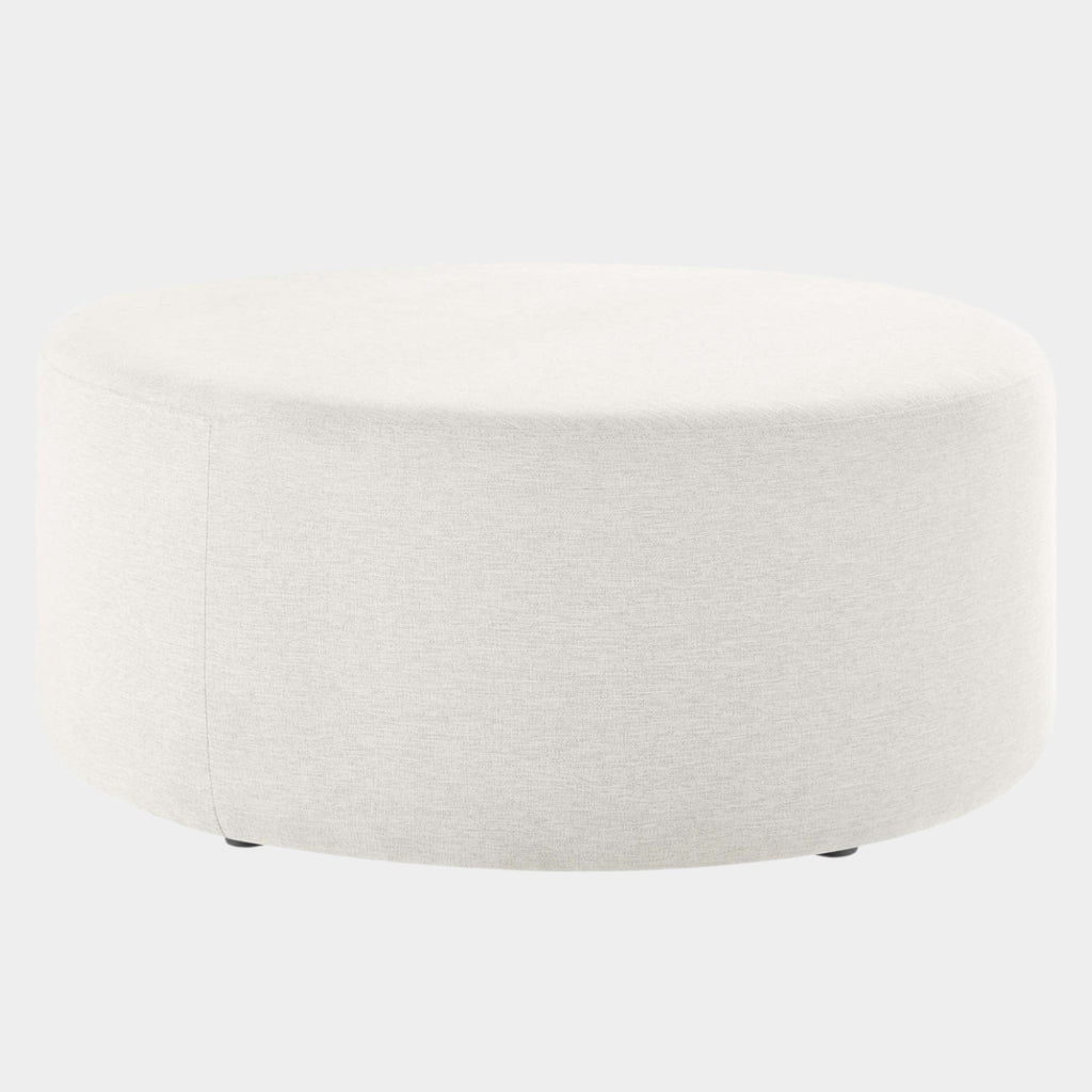 Callum Large 38" Round Woven Heathered Fabric Upholstered Ottoman