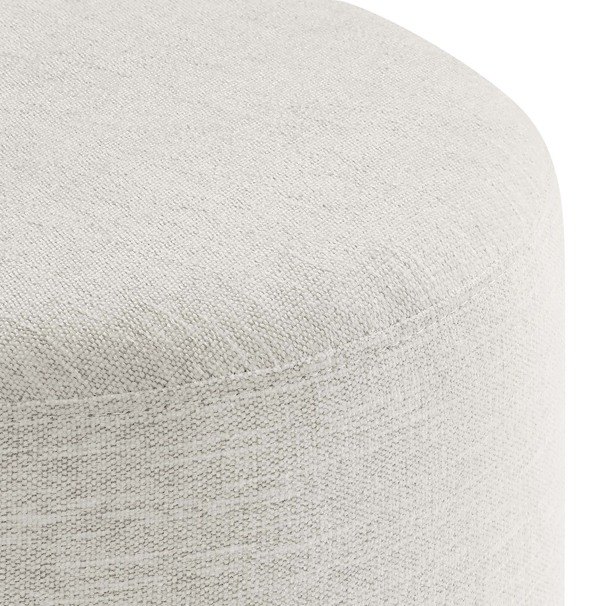 Callum 16" Round Woven Heathered Fabric Upholstered Ottoman in Heathered Weave