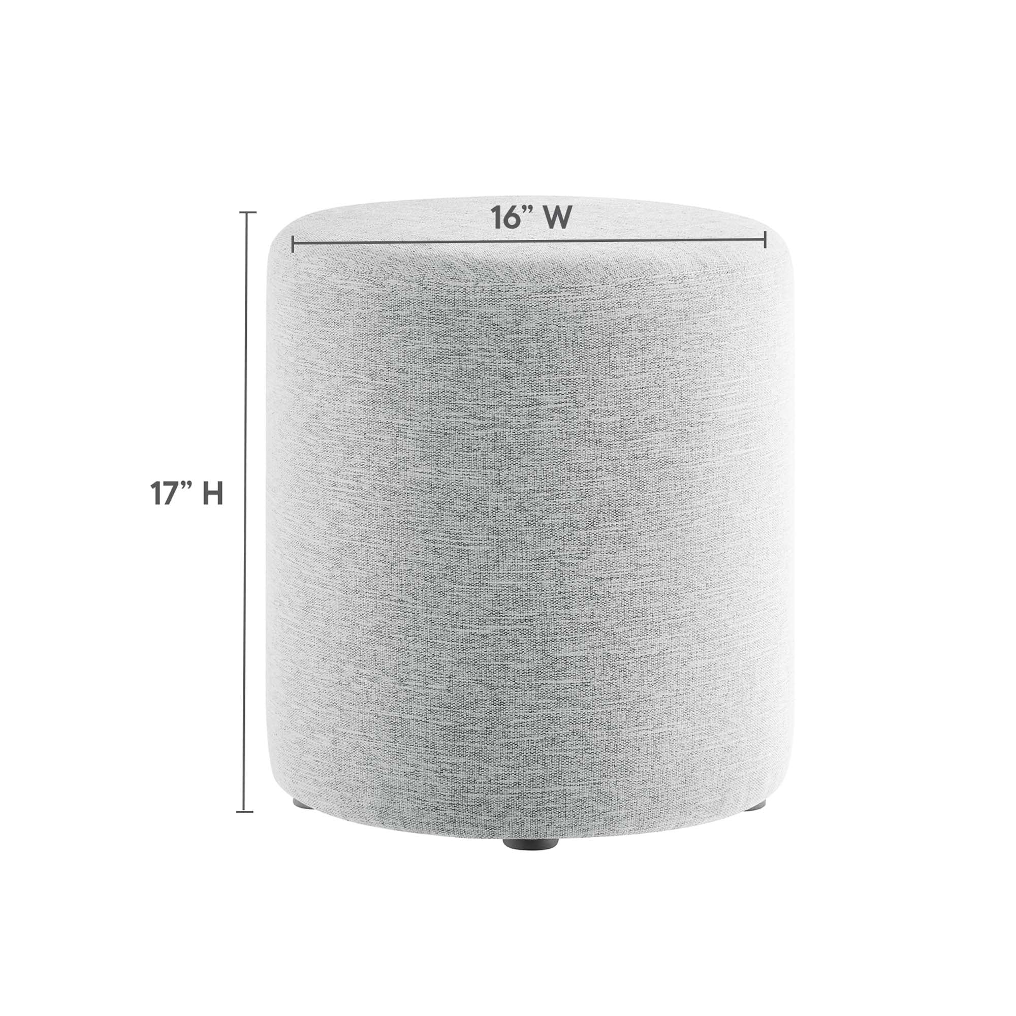 Callum 16" Round Woven Heathered Fabric Upholstered Ottoman in Heathered Weave