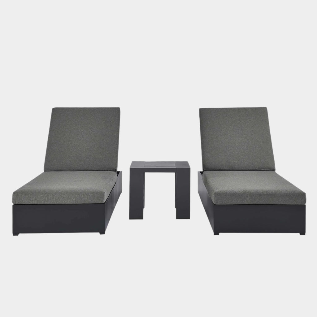 Tahoe 3-Piece Outdoor Patio Powder-Coated Aluminum Chaise Lounge Set