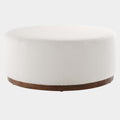 Tilden Large 38" Round Boucle Upholstered Upholstered Ottoman in Cloud Walnut