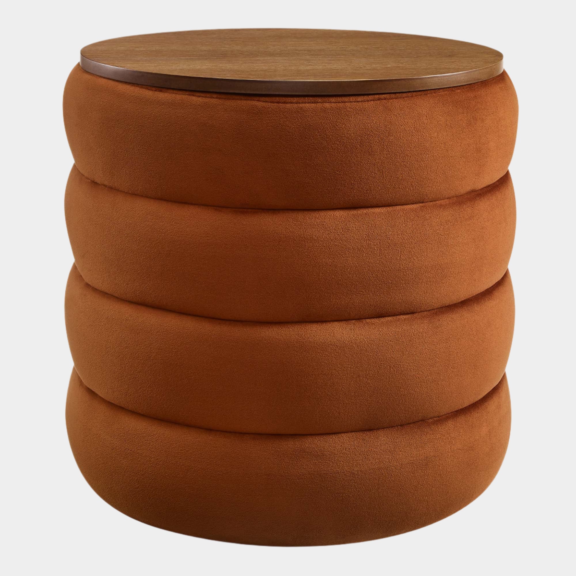 Mezzo Round Performance Velvet Storage Ottoman