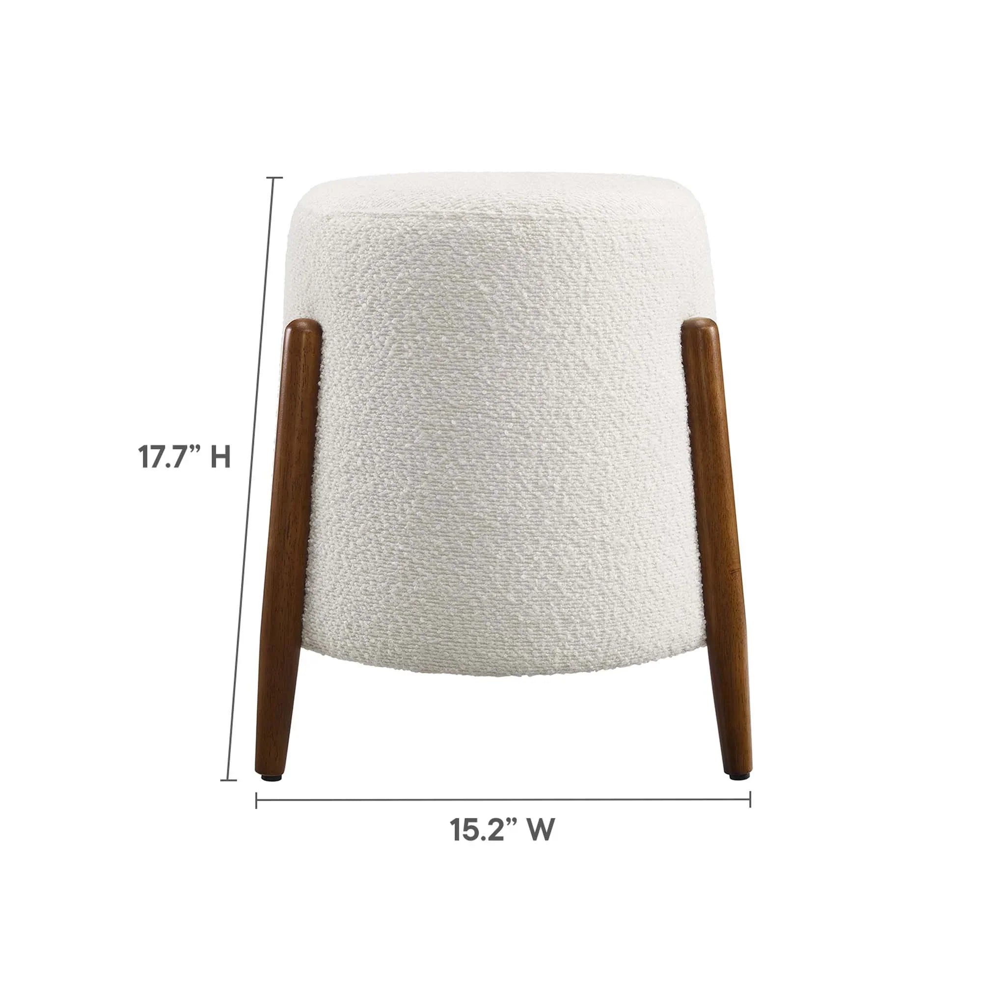 Riven Upholstered Boucle Fabric Ottoman in Cloud
